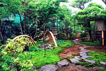 千葉県館山市 城山公園 茶室入口 南天よる空間美